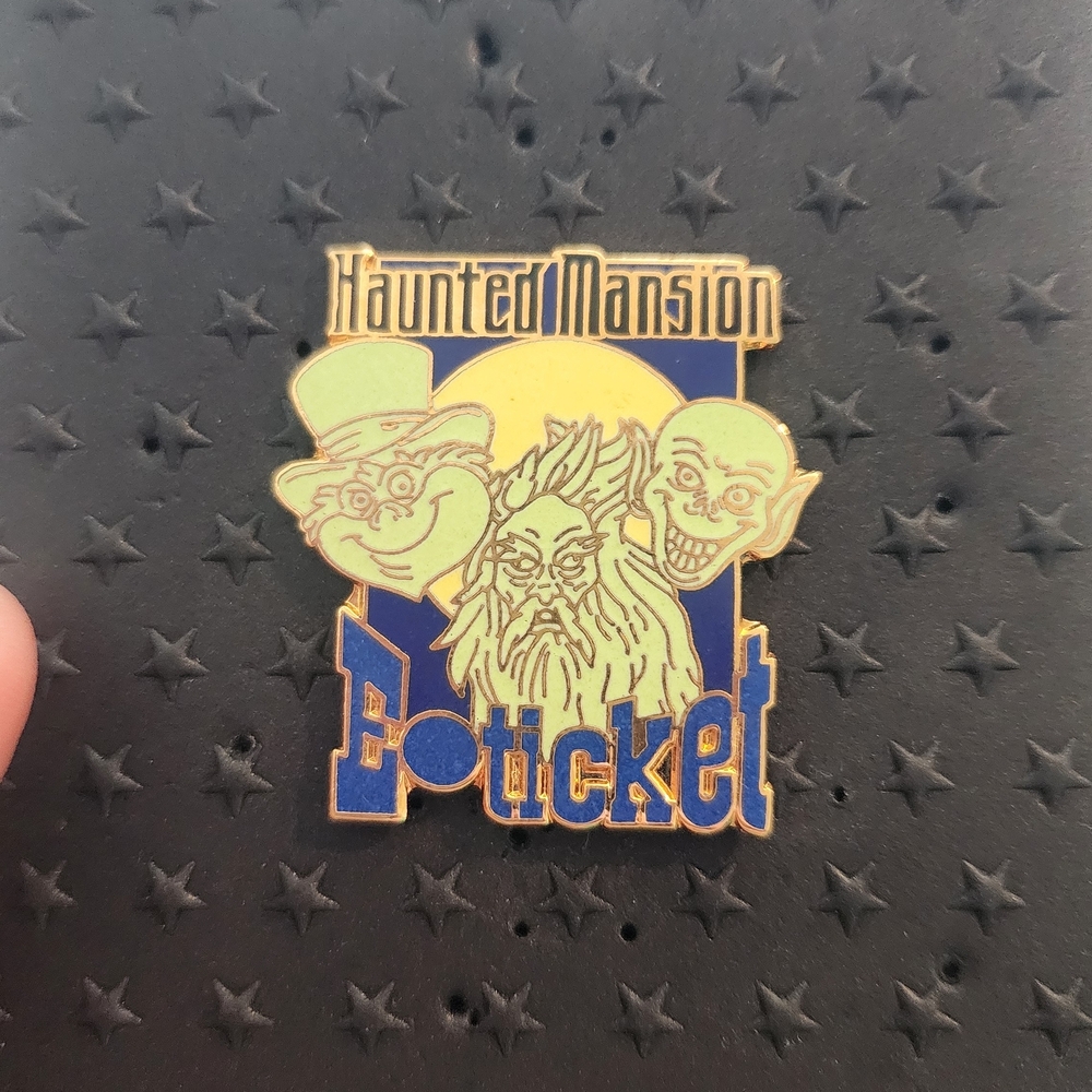 VINTAGE Disney Haunted Mansion E-Ticket Enamel Pin - Yellow & Blue LE